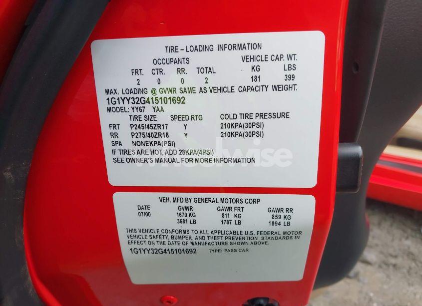 Photo 9 of 2001 Chevrolet Corvette N/A (VIN 1G1YY32G415101692)