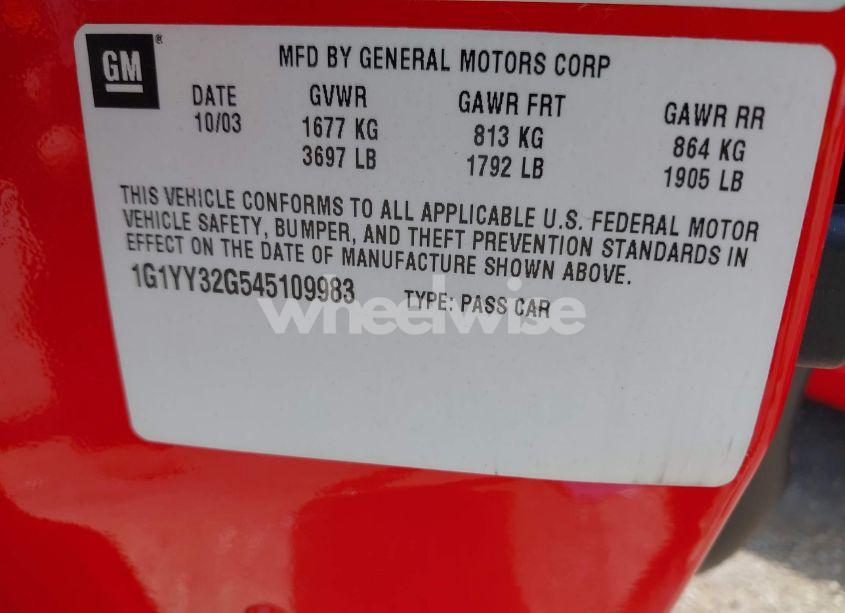 Photo 9 of 2004 Chevrolet Corvette N/A (VIN 1G1YY32G545109983)