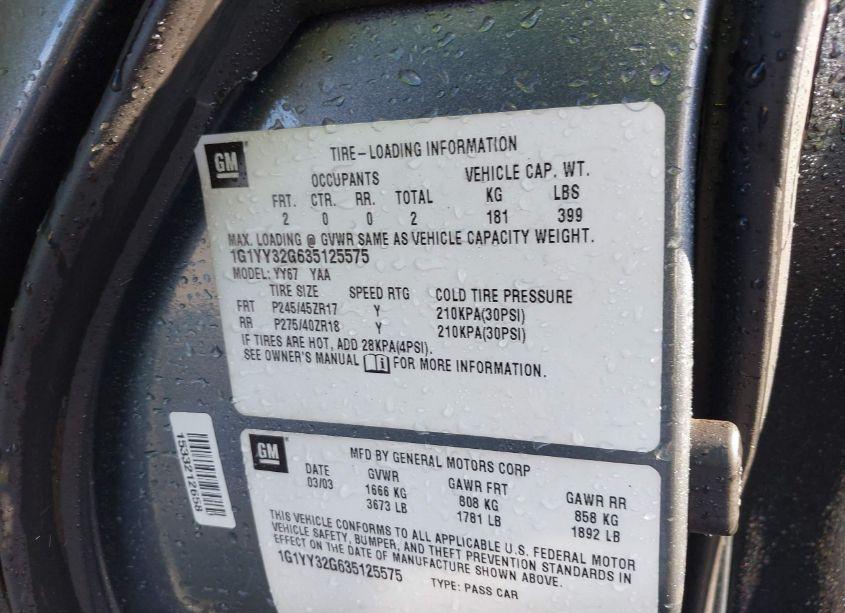 Photo 9 of 2003 Chevrolet Corvette N/A (VIN 1G1YY32G635125575)