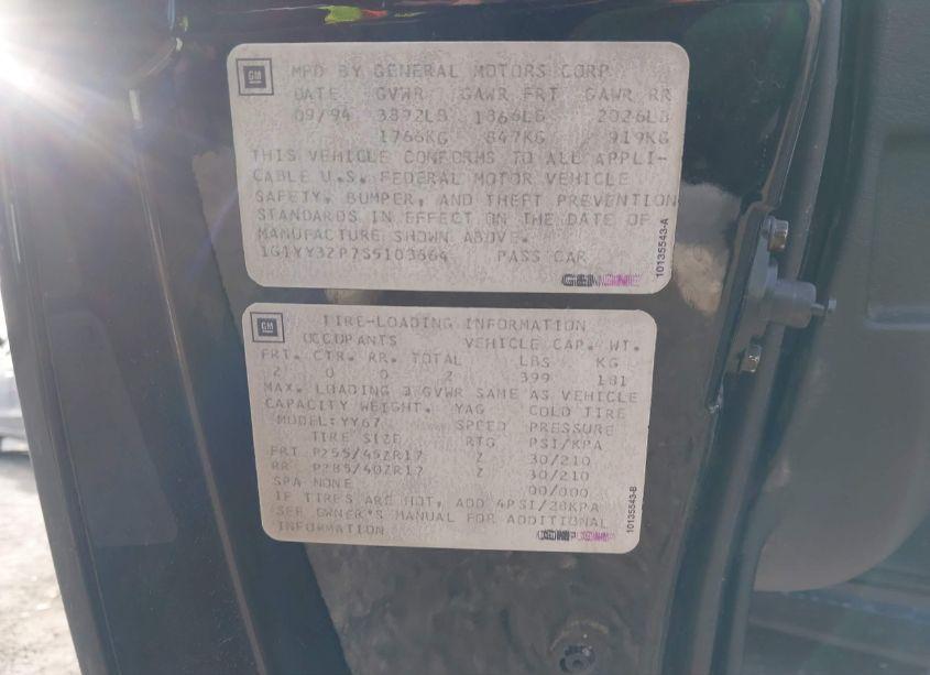 Photo 9 of 1995 Chevrolet Corvette (VIN 1G1YY32P7S5103664)