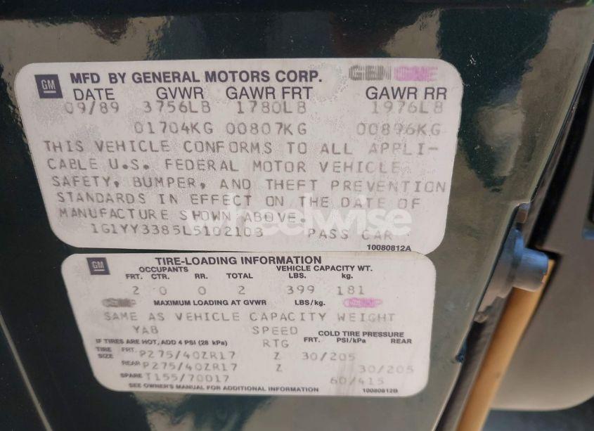 Photo 9 of 1990 Chevrolet Corvette N/A (VIN 1G1YY3385L5102103)