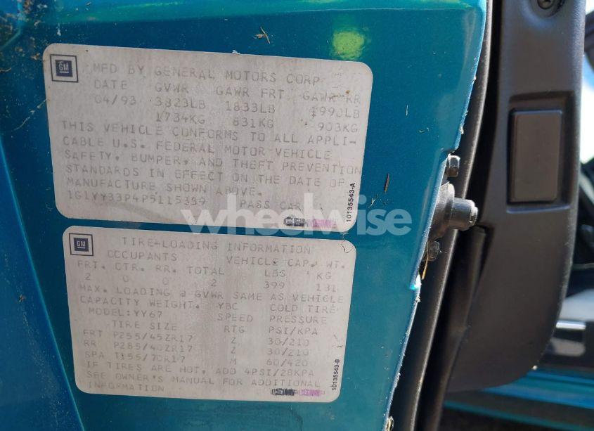 Photo 9 of 1993 Chevrolet Corvette (VIN 1G1YY33P4P5115339)