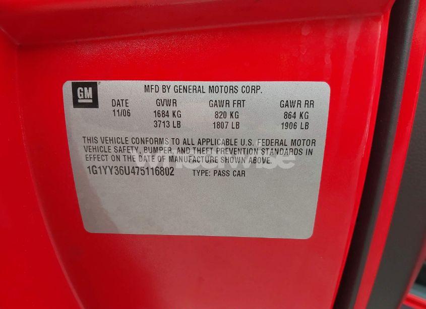 Photo 9 of 2007 Chevrolet Corvette (VIN 1G1YY36U475116802)