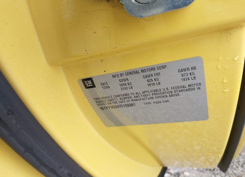 Photo 9 of 2007 Chevrolet Corvette (VIN 1G1YY36U475120381)