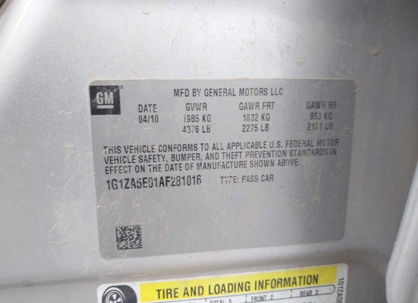 Photo 9 of 2010 Chevrolet Malibu LS (VIN 1G1ZA5E01AF281016)