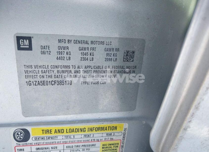 Photo 9 of 2012 Chevrolet Malibu LS (VIN 1G1ZA5E01CF385170)