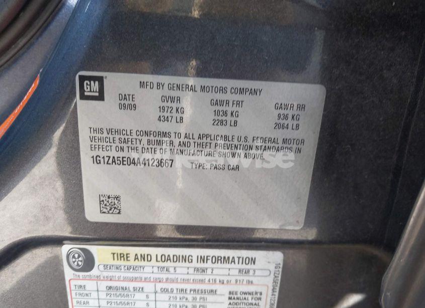 Photo 9 of 2010 Chevrolet Malibu LS (VIN 1G1ZA5E04A4123667)