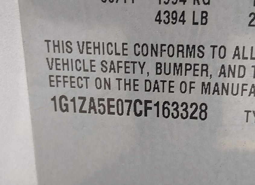 Photo 9 of 2012 Chevrolet Malibu LS (VIN 1G1ZA5E07CF163328)