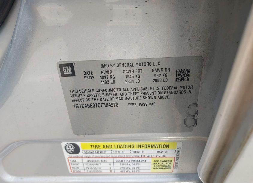 Photo 9 of 2012 Chevrolet Malibu LS (VIN 1G1ZA5E07CF384573)