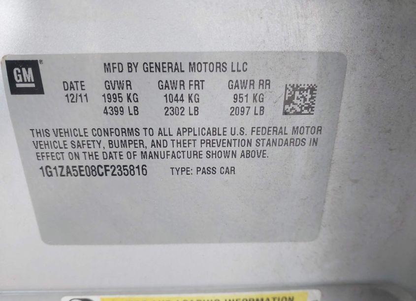 Photo 9 of 2012 Chevrolet Malibu LS (VIN 1G1ZA5E08CF235816)