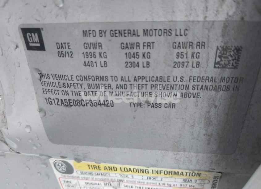 Photo 9 of 2012 Chevrolet Malibu LS (VIN 1G1ZA5E08CF354420)