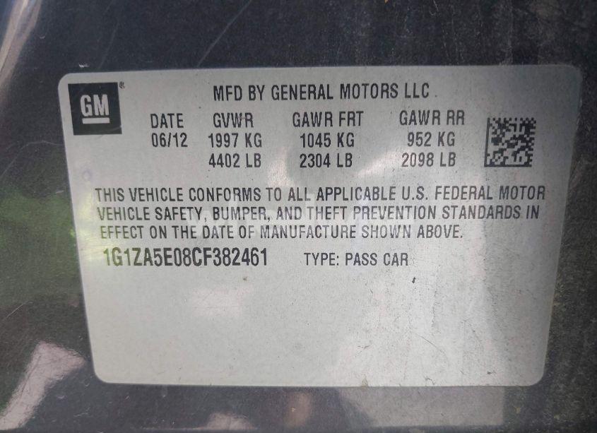 Photo 9 of 2012 Chevrolet Malibu LS (VIN 1G1ZA5E08CF382461)