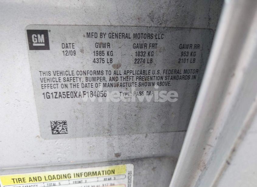 Photo 9 of 2010 Chevrolet Malibu LS (VIN 1G1ZA5E0XAF184056)