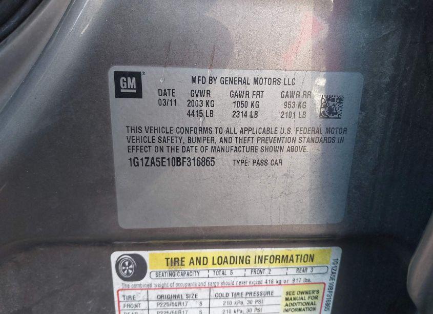 Photo 9 of 2011 Chevrolet Malibu LS (VIN 1G1ZA5E10BF316865)