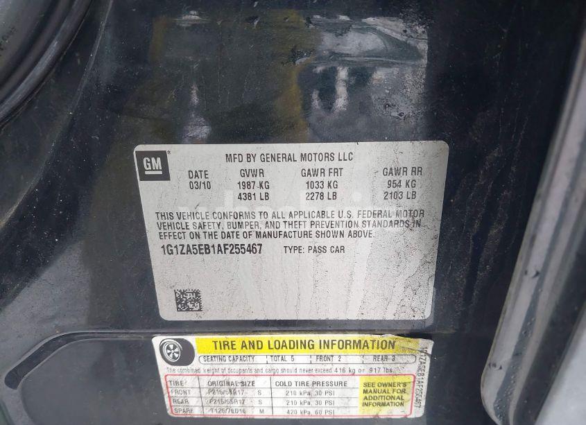 Photo 9 of 2010 Chevrolet Malibu LS (VIN 1G1ZA5EB1AF255467)