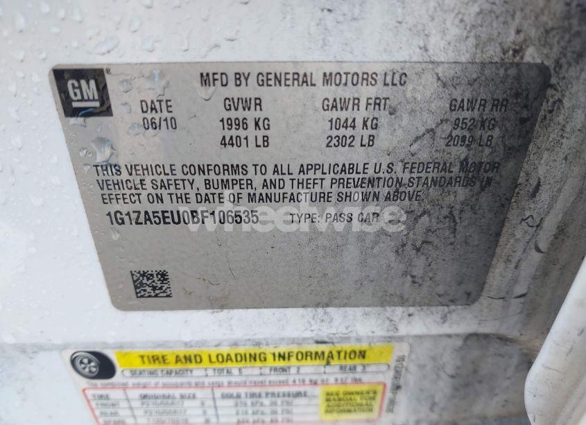 Photo 9 of 2011 Chevrolet Malibu LS (VIN 1G1ZA5EU0BF106535)