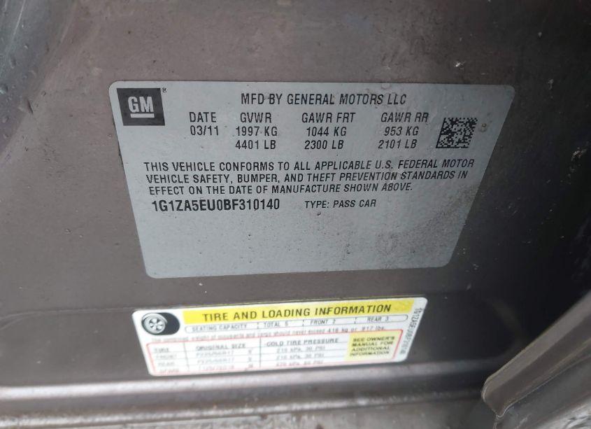 Photo 9 of 2011 Chevrolet Malibu LS (VIN 1G1ZA5EU0BF310140)