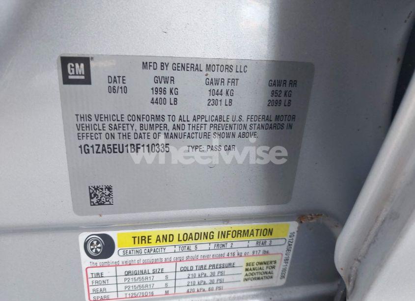 Photo 9 of 2011 Chevrolet Malibu LS (VIN 1G1ZA5EU1BF110335)