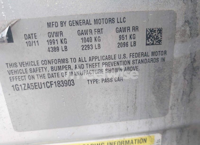 Photo 9 of 2012 Chevrolet Malibu LS (VIN 1G1ZA5EU1CF183903)