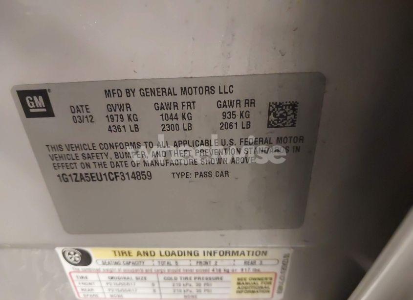 Photo 9 of 2012 Chevrolet Malibu LS (VIN 1G1ZA5EU1CF314859)