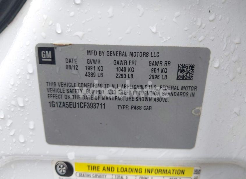 Photo 9 of 2012 Chevrolet Malibu LS (VIN 1G1ZA5EU1CF393711)