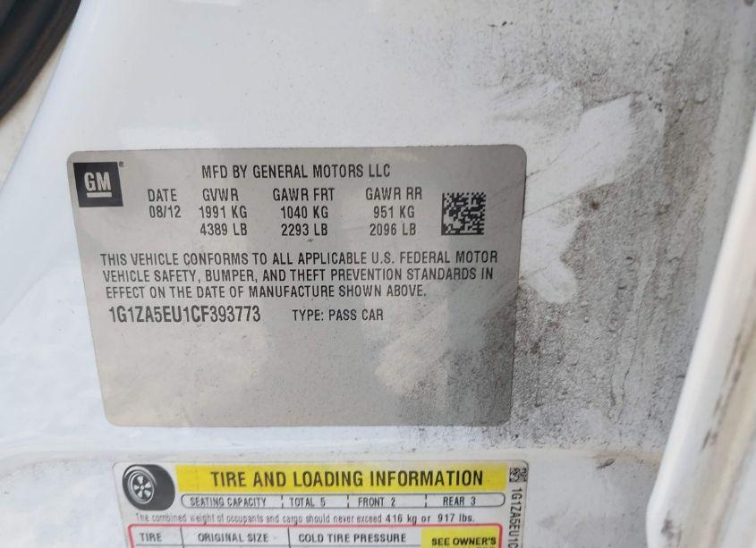 Photo 9 of 2012 Chevrolet Malibu LS (VIN 1G1ZA5EU1CF393773)