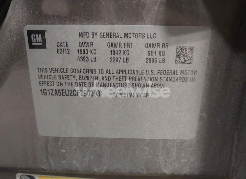 Photo 9 of 2012 Chevrolet Malibu LS (VIN 1G1ZA5EU2CF290393)