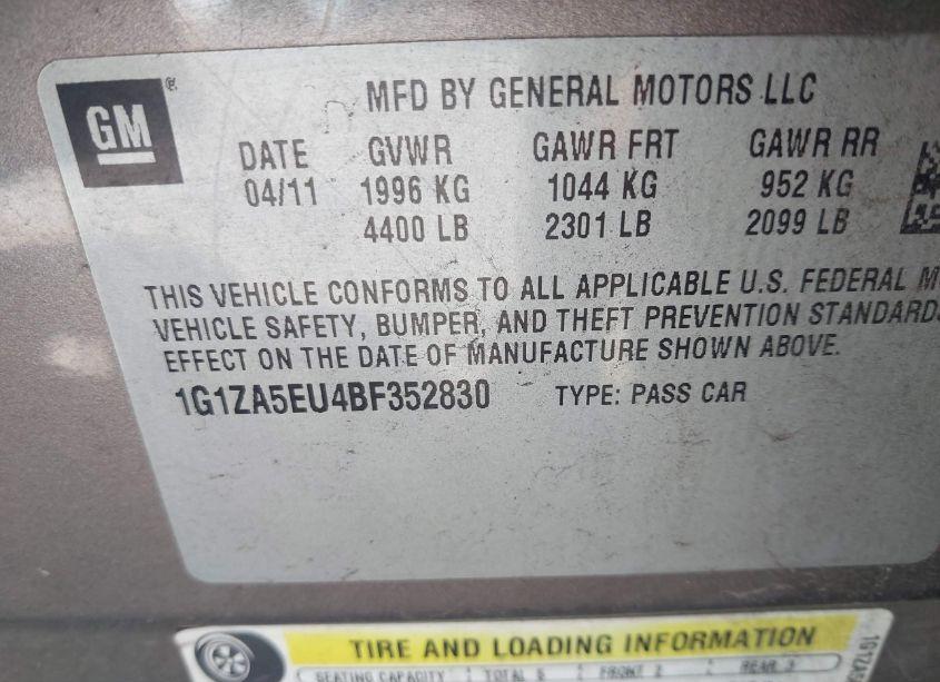 Photo 9 of 2011 Chevrolet Malibu LS (VIN 1G1ZA5EU4BF352830)
