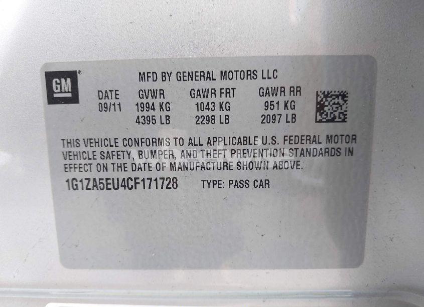 Photo 9 of 2012 Chevrolet Malibu LS (VIN 1G1ZA5EU4CF171728)