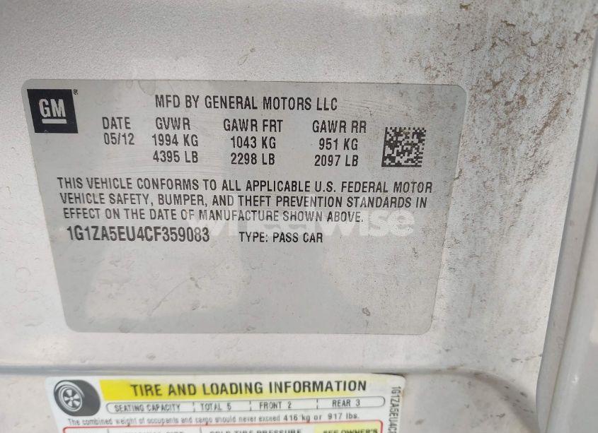 Photo 9 of 2012 Chevrolet Malibu LS (VIN 1G1ZA5EU4CF359083)