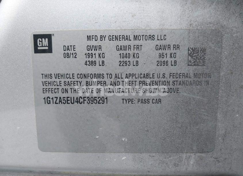 Photo 9 of 2012 Chevrolet Malibu LS (VIN 1G1ZA5EU4CF395291)