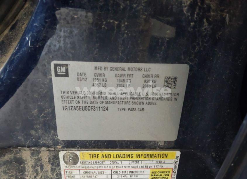 Photo 9 of 2012 Chevrolet Malibu LS (VIN 1G1ZA5EU5CF311124)