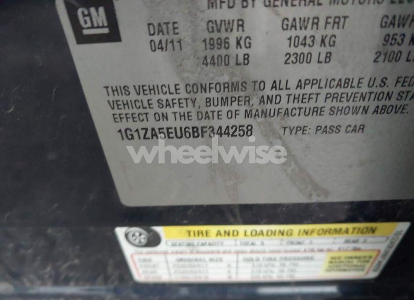 Photo 9 of 2011 Chevrolet Malibu LS (VIN 1G1ZA5EU6BF344258)