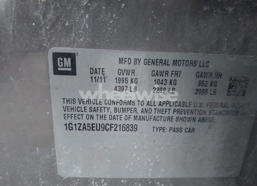 Photo 9 of 2012 Chevrolet Malibu LS (VIN 1G1ZA5EU9CF216839)