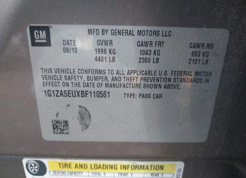 Photo 9 of 2011 Chevrolet Malibu LS (VIN 1G1ZA5EUXBF110561)