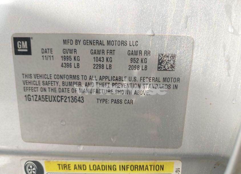 Photo 9 of 2012 Chevrolet Malibu LS (VIN 1G1ZA5EUXCF213643)