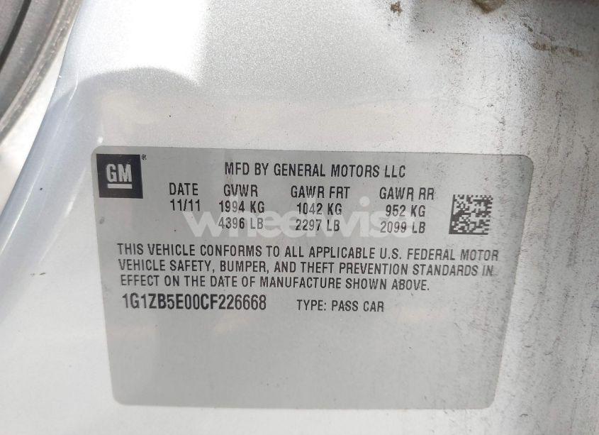 Photo 9 of 2012 Chevrolet Malibu LS (VIN 1G1ZB5E00CF226668)