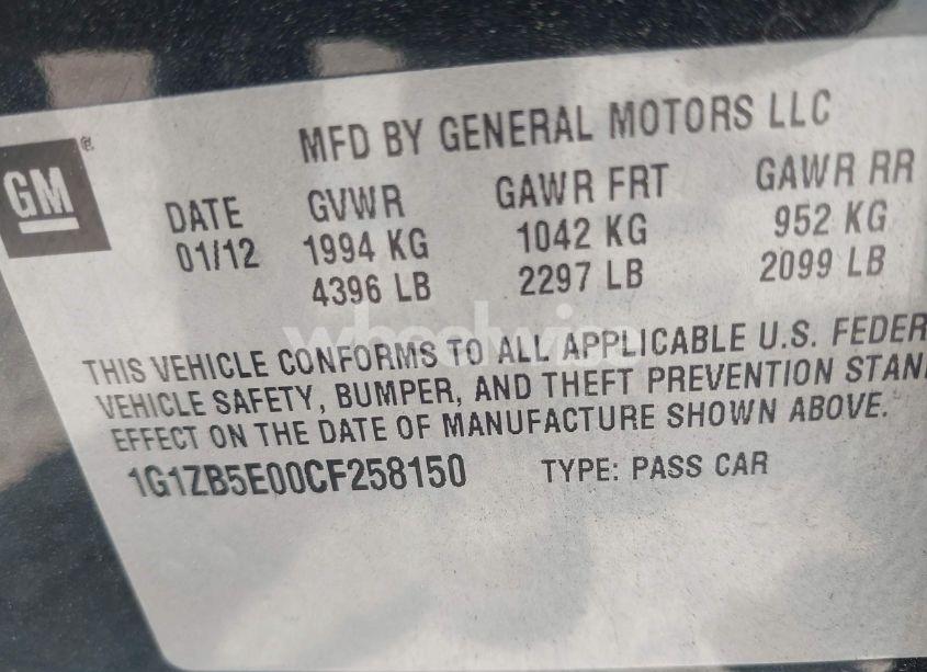 Photo 8 of 2012 Chevrolet Malibu LS (VIN 1G1ZB5E00CF258150)