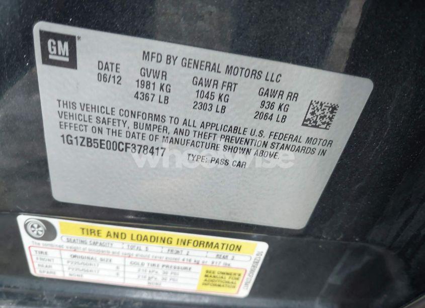 Photo 9 of 2012 Chevrolet Malibu LS (VIN 1G1ZB5E00CF378417)