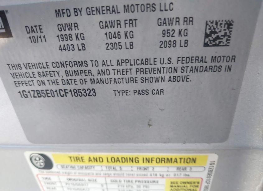 Photo 9 of 2012 Chevrolet Malibu LS (VIN 1G1ZB5E01CF185323)