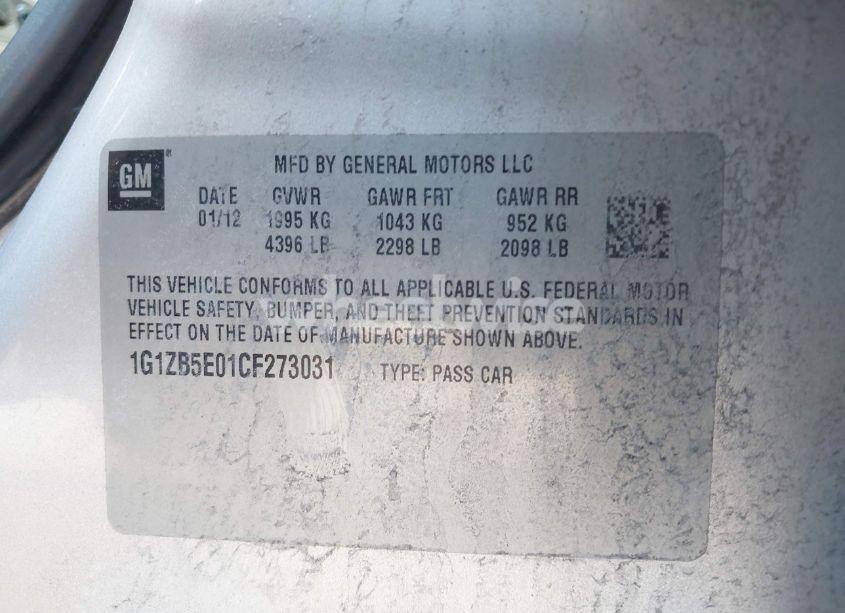 Photo 9 of 2012 Chevrolet Malibu LS (VIN 1G1ZB5E01CF273031)