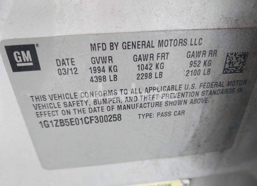 Photo 9 of 2012 Chevrolet Malibu LS (VIN 1G1ZB5E01CF300258)