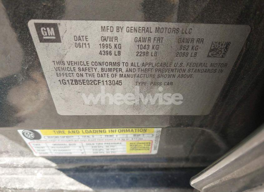 Photo 9 of 2012 Chevrolet Malibu LS (VIN 1G1ZB5E02CF113045)