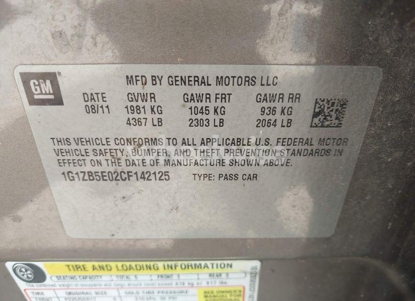 Photo 9 of 2012 Chevrolet Malibu LS (VIN 1G1ZB5E02CF142125)