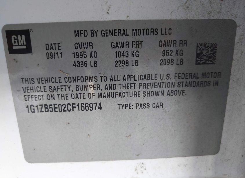 Photo 9 of 2012 Chevrolet Malibu LS (VIN 1G1ZB5E02CF166974)