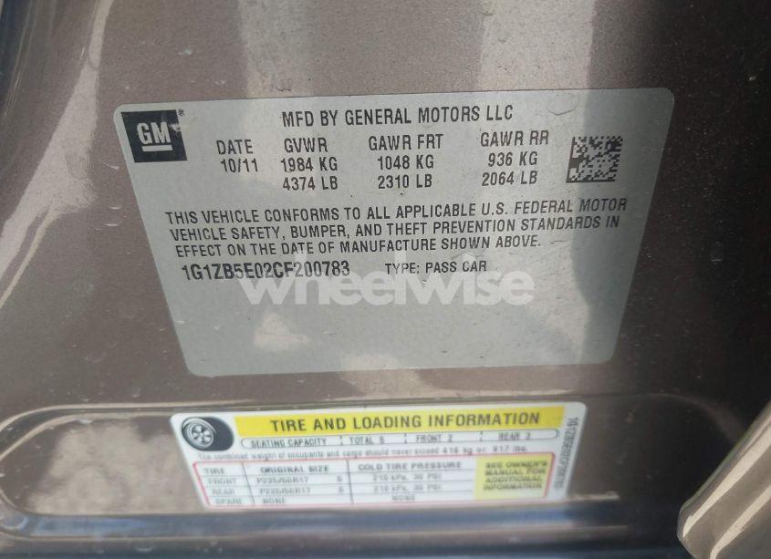 Photo 9 of 2012 Chevrolet Malibu LS (VIN 1G1ZB5E02CF200783)