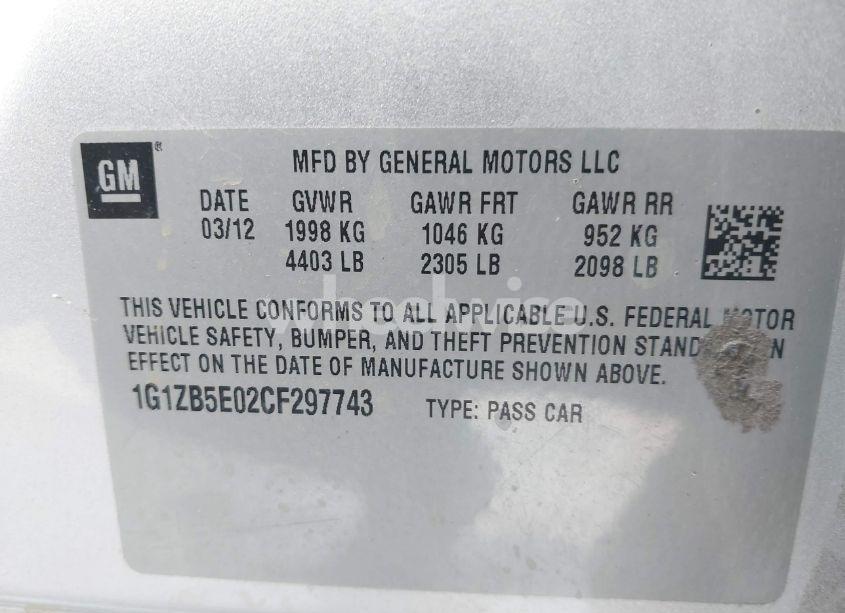 Photo 9 of 2012 Chevrolet Malibu LS (VIN 1G1ZB5E02CF297743)