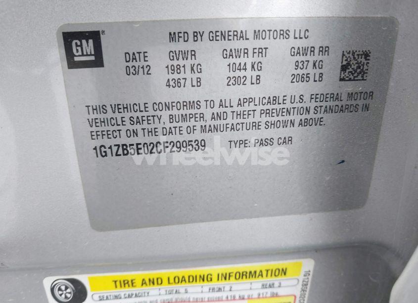 Photo 9 of 2012 Chevrolet Malibu LS (VIN 1G1ZB5E02CF299539)