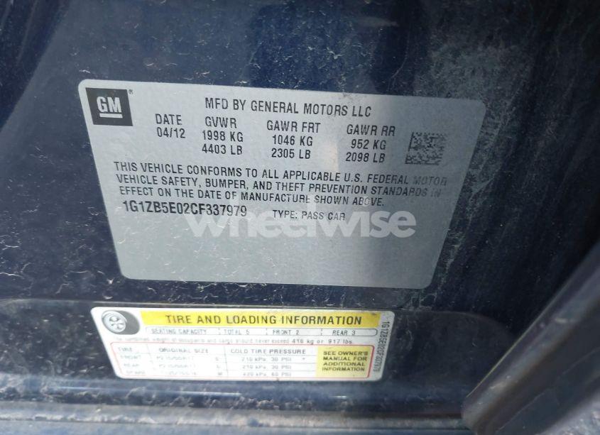 Photo 9 of 2012 Chevrolet Malibu LS (VIN 1G1ZB5E02CF337979)