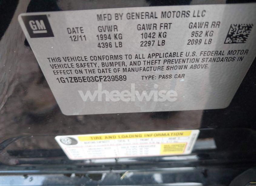 Photo 9 of 2012 Chevrolet Malibu LS (VIN 1G1ZB5E03CF239589)